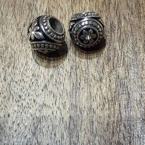 Brighton Floral Silver and Black Charms set of 2